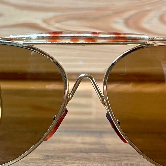Vintage 70s Aviator Sunglasses Cable Temple Wrap Ear Gold Metal Frame Brown Lens main image 13